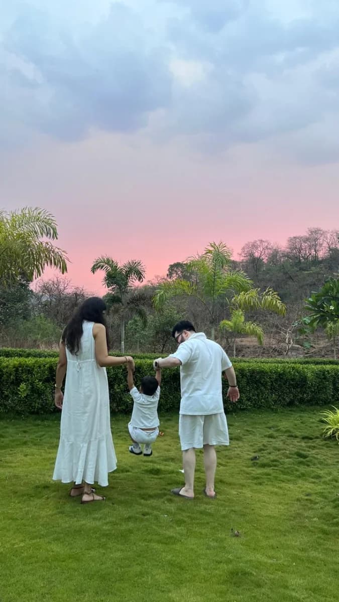 Kuonal and Aayushi with their son
