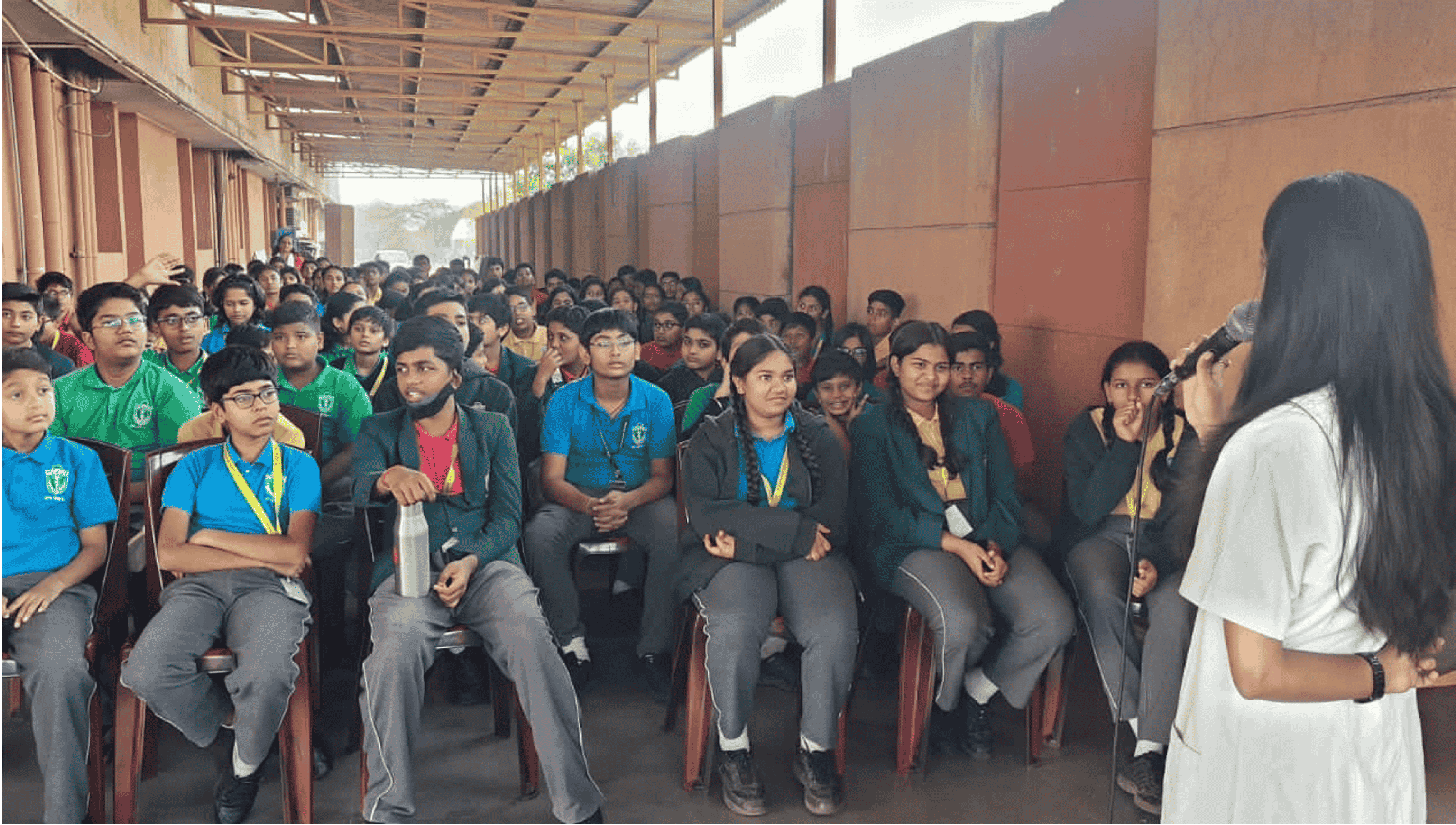 Students taking part in a school nutrition screening session