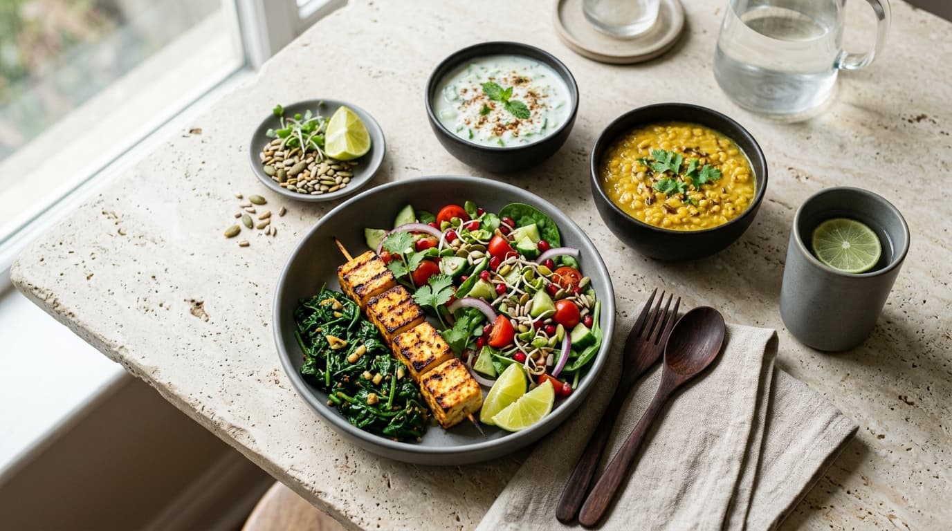 A nourishing everyday meal representing a balanced approach to menopause health